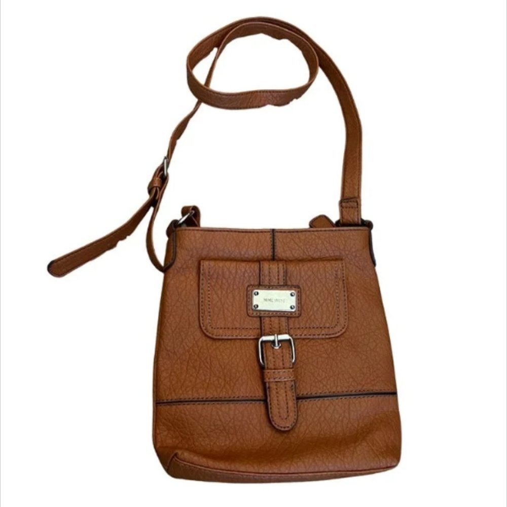 Nine West Women's Small Cognac Crossbody Bag Faux Leather